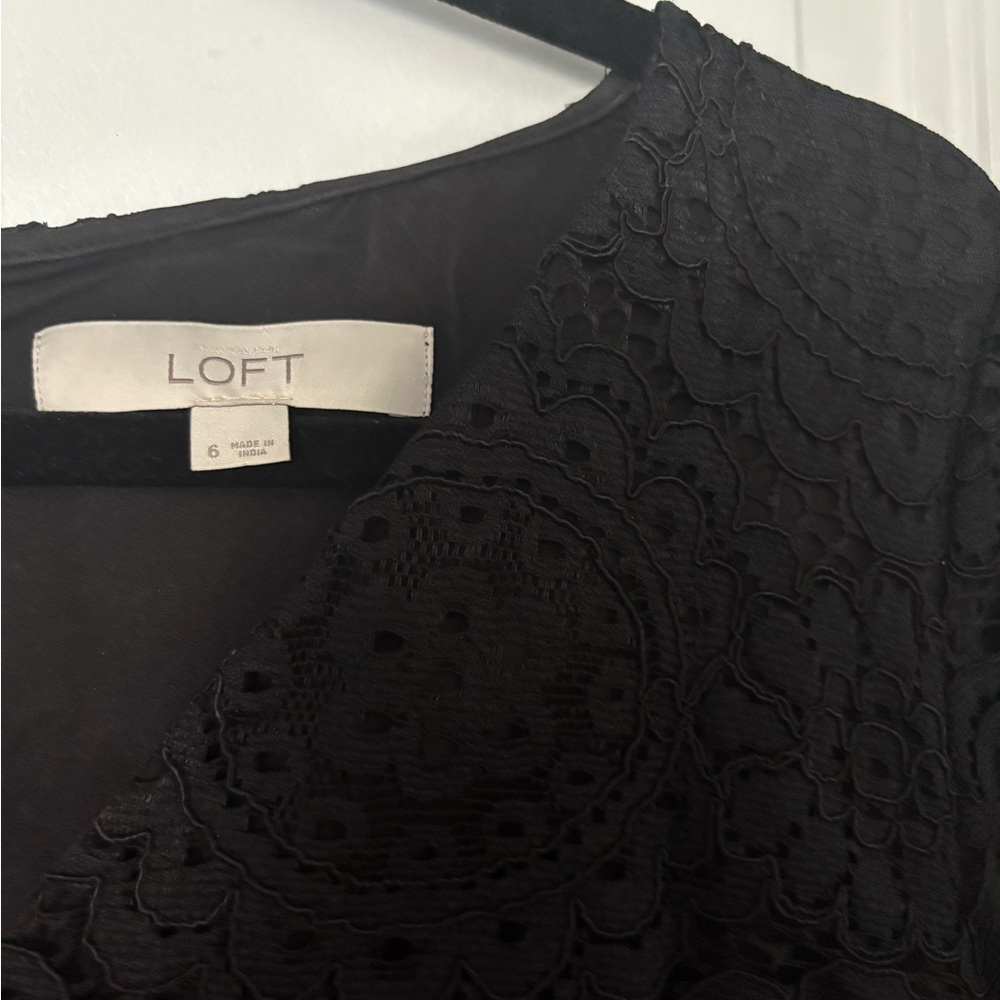 Loft Black Lace Long Sleeved Sheath Dress - Picture 3 of 3